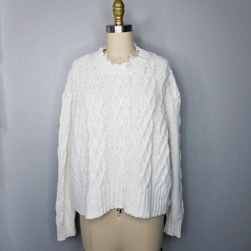 White Cable Knit Sweater